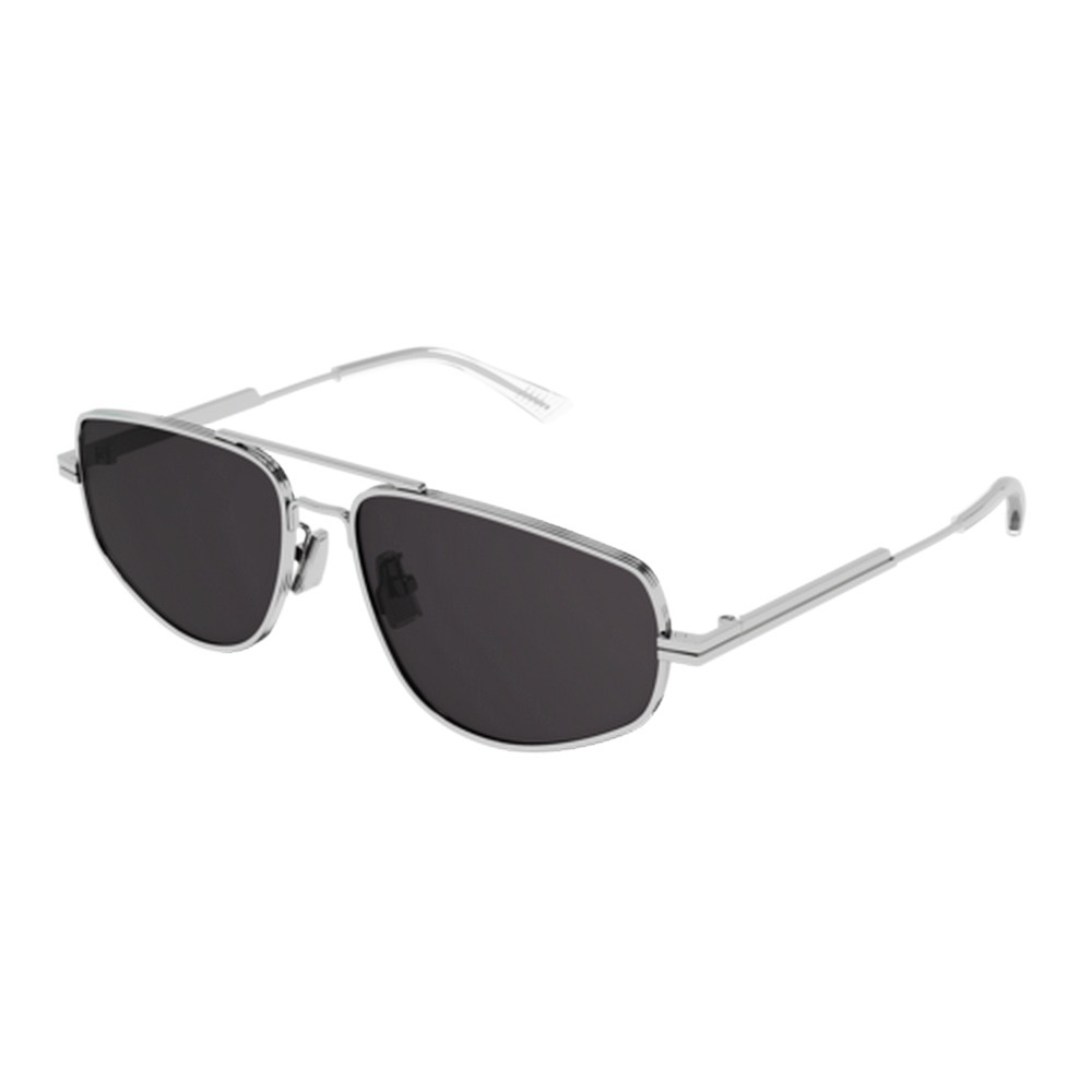 Bottega Veneta Pilot Sunglasses in Silver & Grey